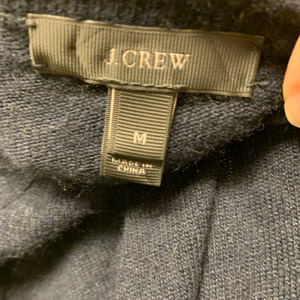 J. Crew Side Button Sweater M Navy Stripes Wool - Picture 6 of 8